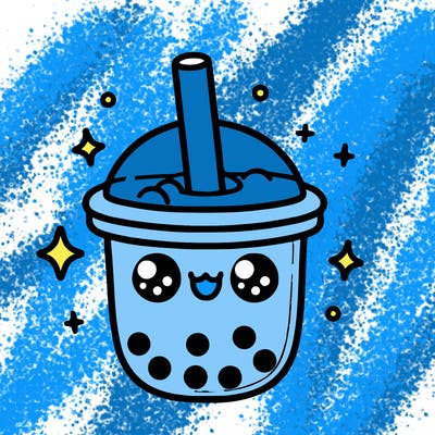 cute boba tea with a face