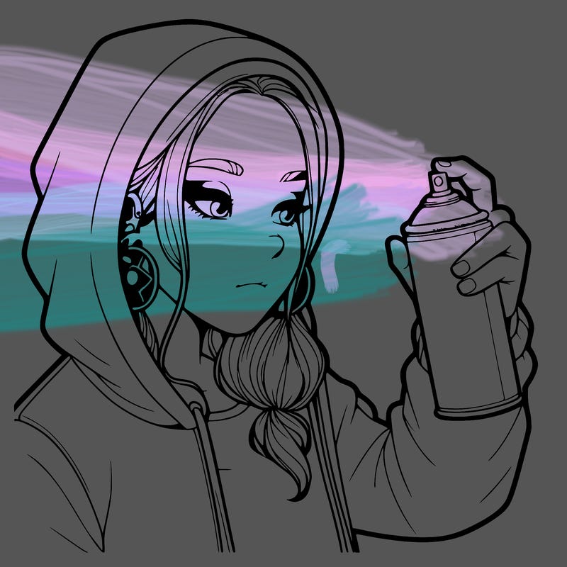 a realistic girl, spray painting