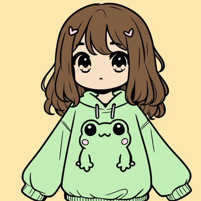 girl wearing frogging sweatshirt