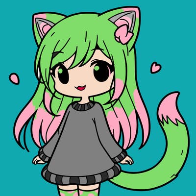 girl with cat ears and tail
