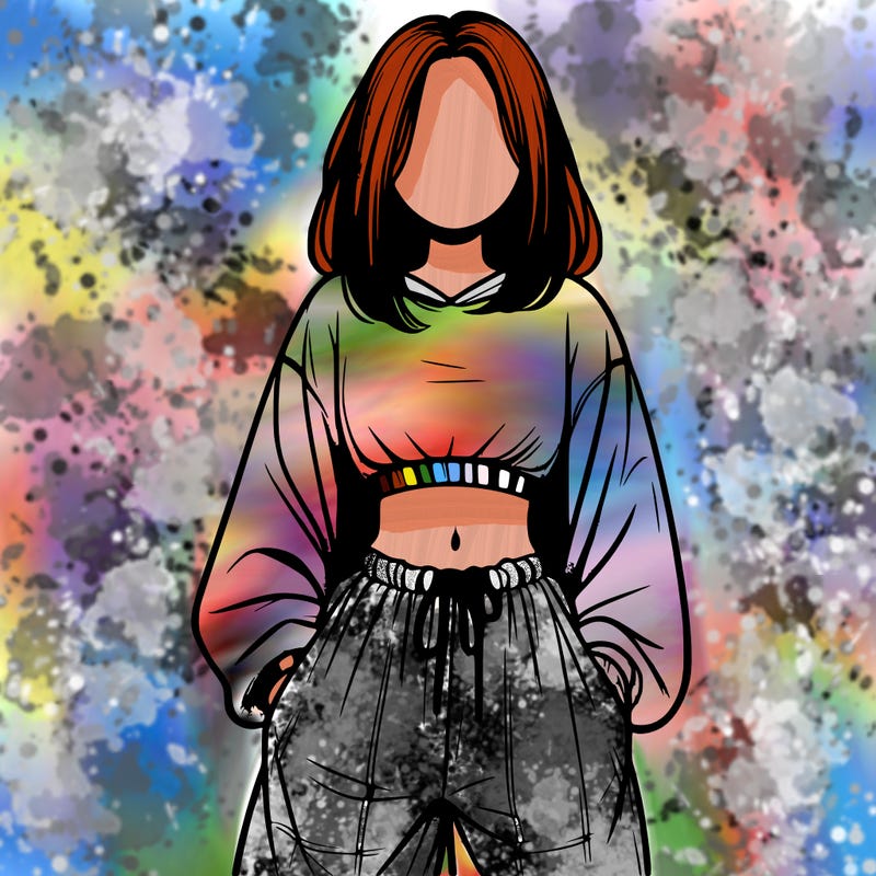 realistic girl faceless with baggy pants and a crop top