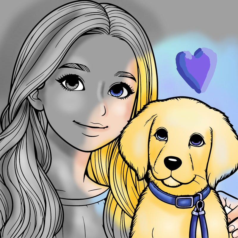 realistic girl with her dog
