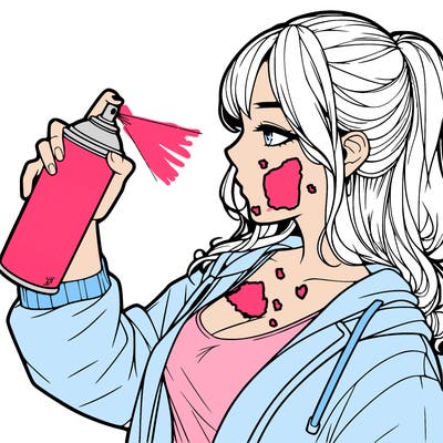 a realistic girl spray, painting
