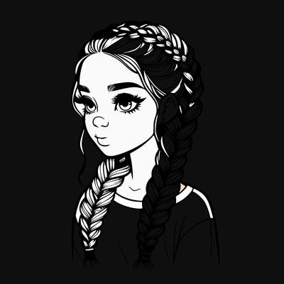 realistic girl with braids