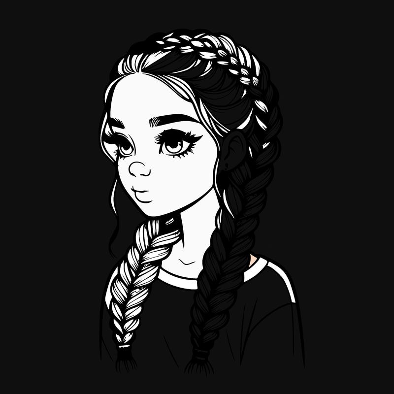 realistic girl with braids