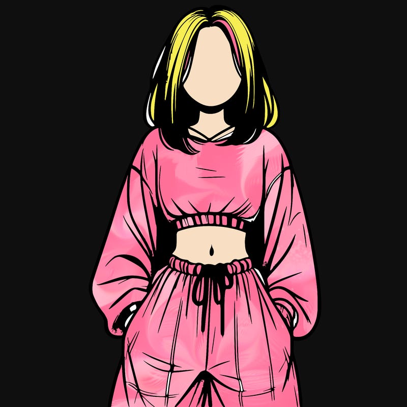 realistic girl faceless with baggy pants and a crop top