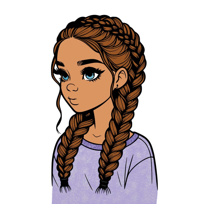 realistic girl with braids