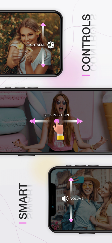 Video Player: HD & All Format - Smart gesture controls for brightness seek position and volume in the HD video player app