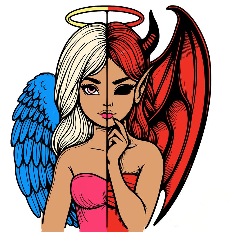 realistic angel half demon