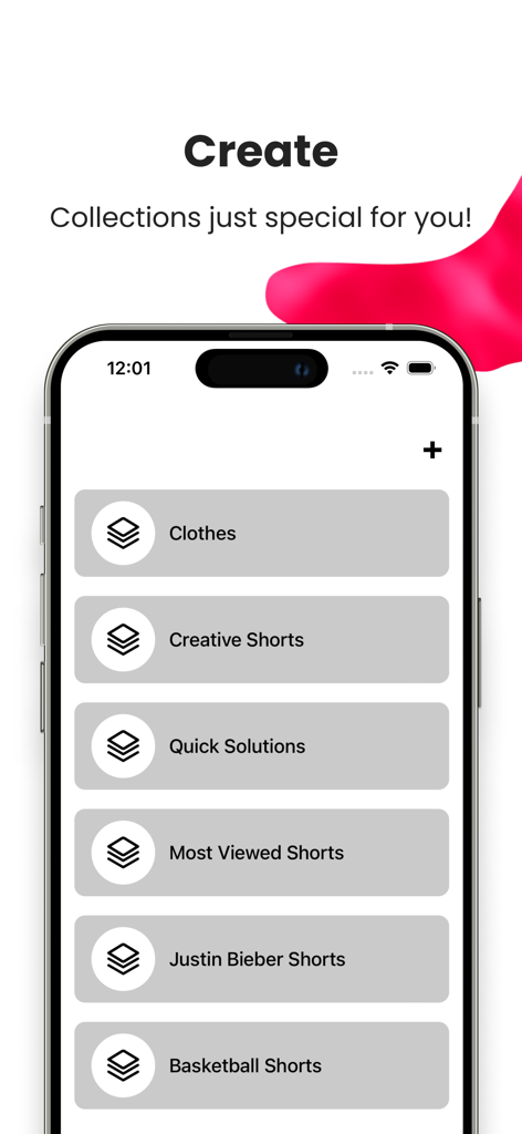 Save & View for YouTube Shorts - YouTubeショート動画保存・閲覧アプリ内でカスタム動画コレクションを表示しているiPhone画面。