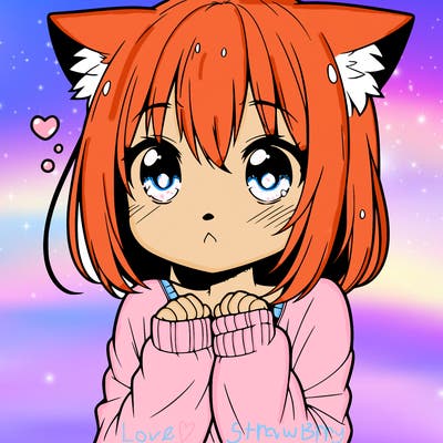 shy anime catgirl