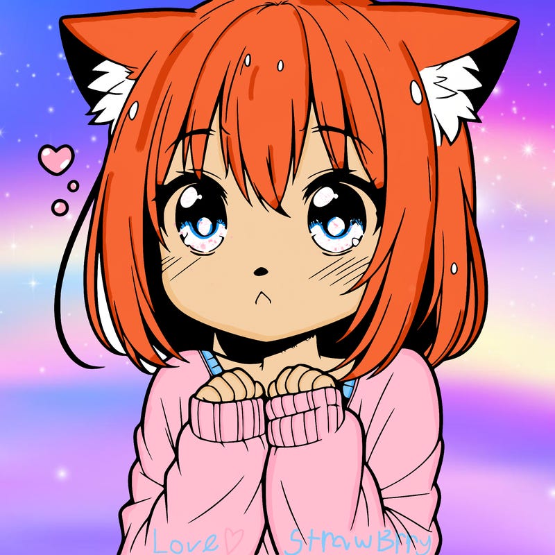 shy anime catgirl