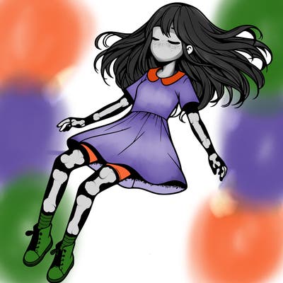 realistic girl floating