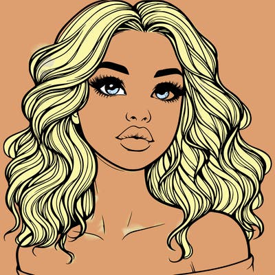 realistic girl with wavy hair and lips