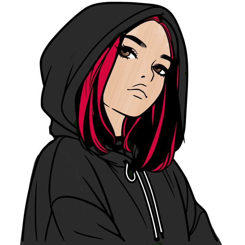 a realistic girl in a hoodie