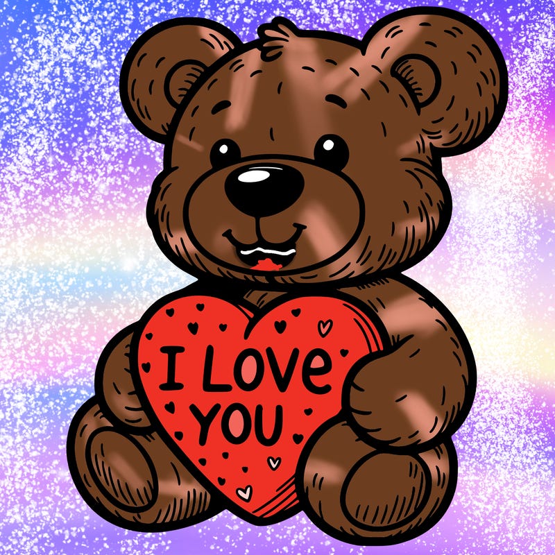 teddy bear holding an i love you heart