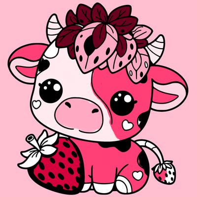 cute strawberry cow