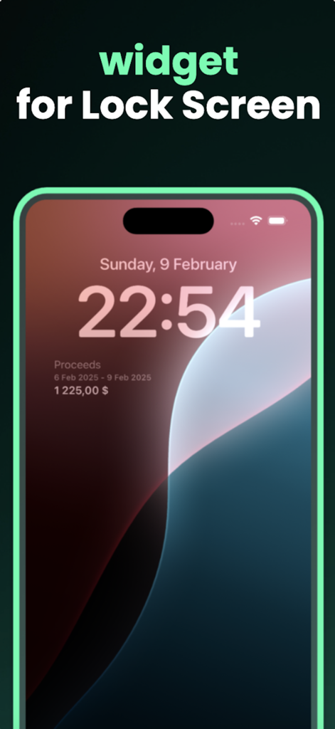 iPhoneのロック画面にあるStore Analytics アプリのウィジェット。日々の収益が表示されている