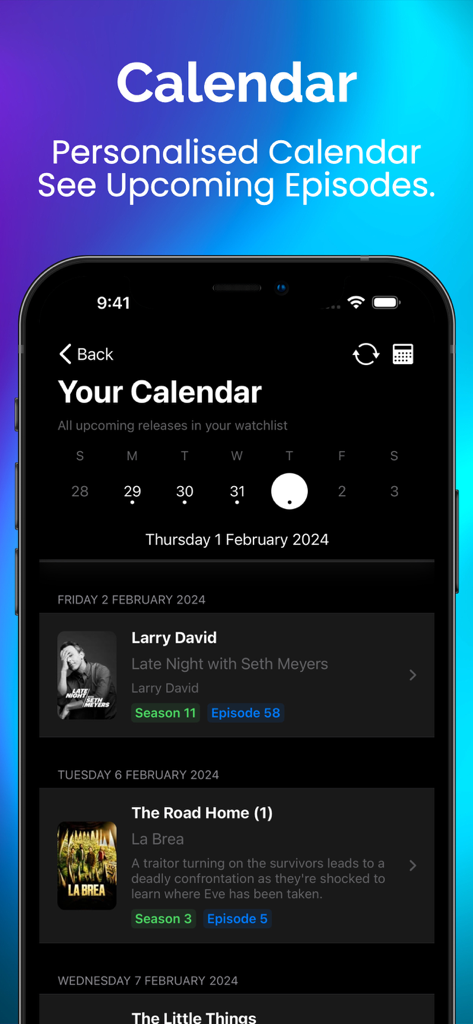 Originals for Peacock TV - Calendario personalizado para rastrear próximos episodios originales de Peacock TV