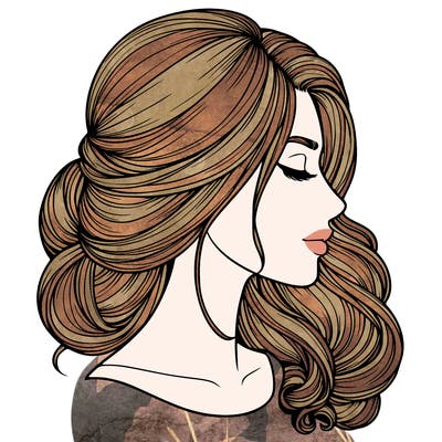 realistic woman's head & hair