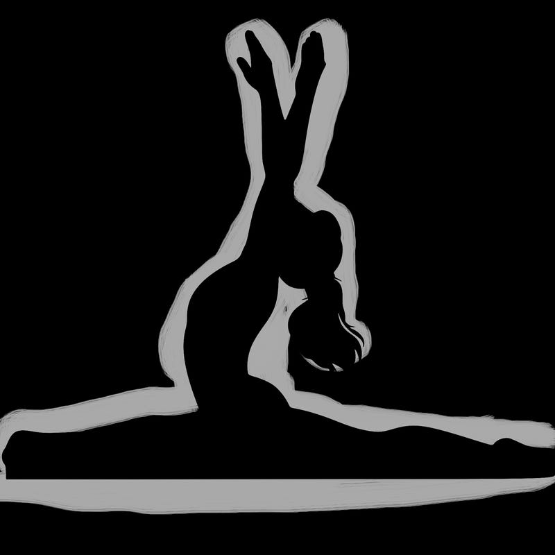 realistic gymnast doing splits with plain background