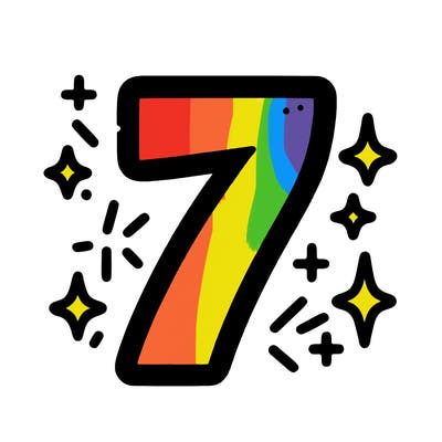 number 7 with sparkles around