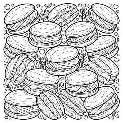 Dive into a delicious coloring adventure with this intricate Whoopie Pies design, specially crafted to captivate teen artists. Unleash your creativity as you bring these delightful dessert sandwiches to life with your favorite colors.