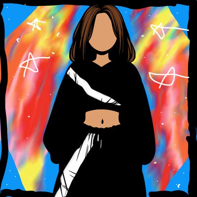 realistic girl faceless with baggy pants and a crop top