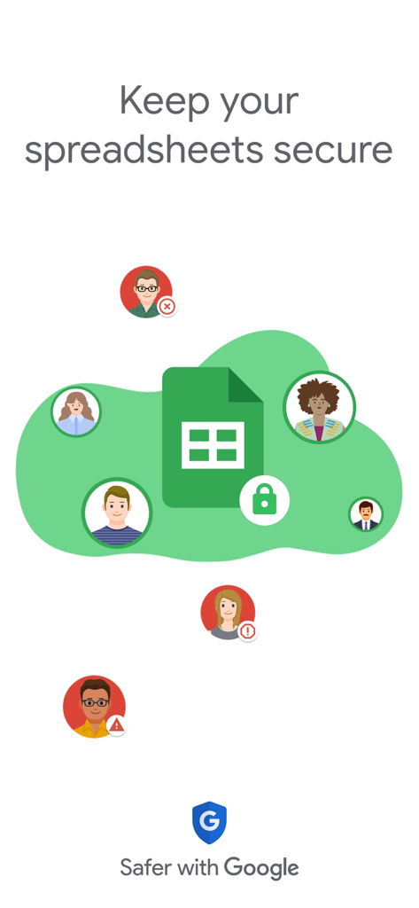 A graphic illustrating Google Sheets data security and collaborative access control.