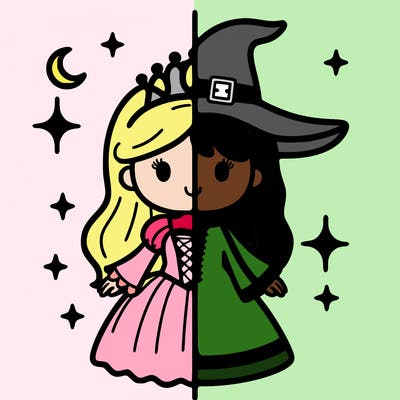 split princess and witch