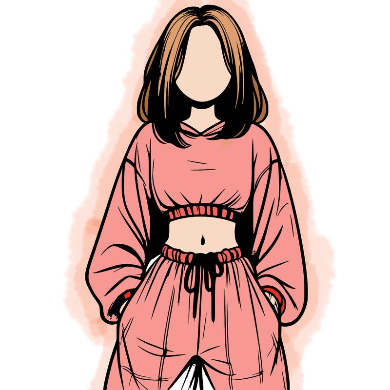 realistic girl faceless with baggy pants and a crop top