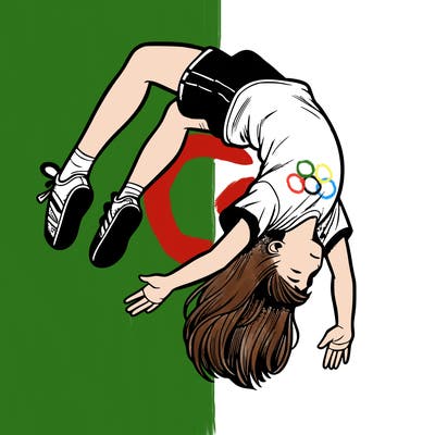 realistic girl doing a backflip