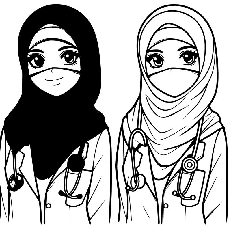 a muslim woman with a veil who is a doctor realistic