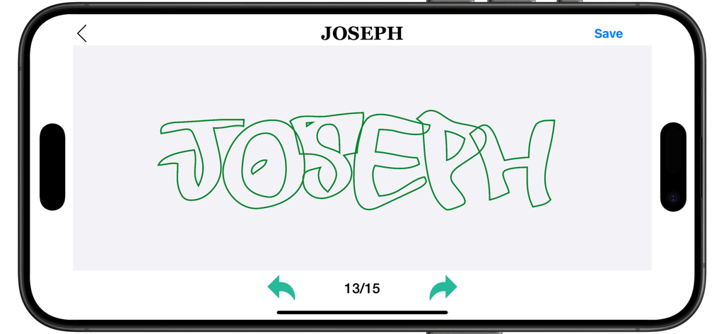 Graffiti name tag design for Joseph in a street art creator app