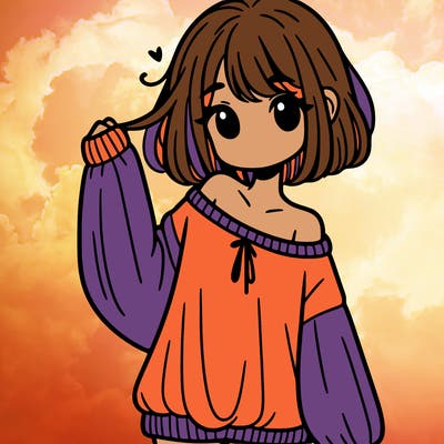 girl in baggy sweater hanging off her shoulder