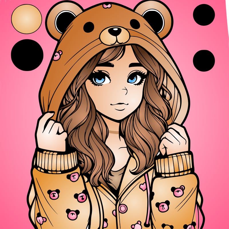 realistic girl in a animal pjs hoodie