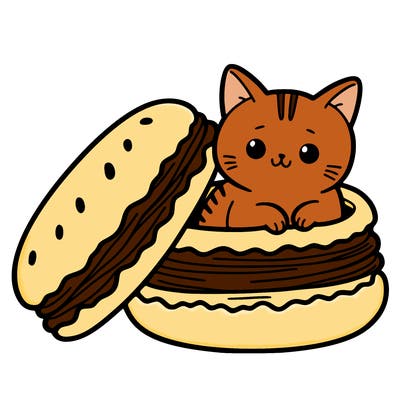 cat in a macaron