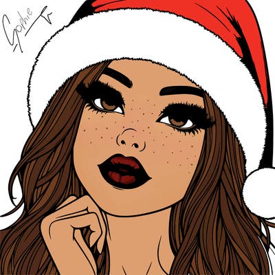 realistic christmas girl with lips