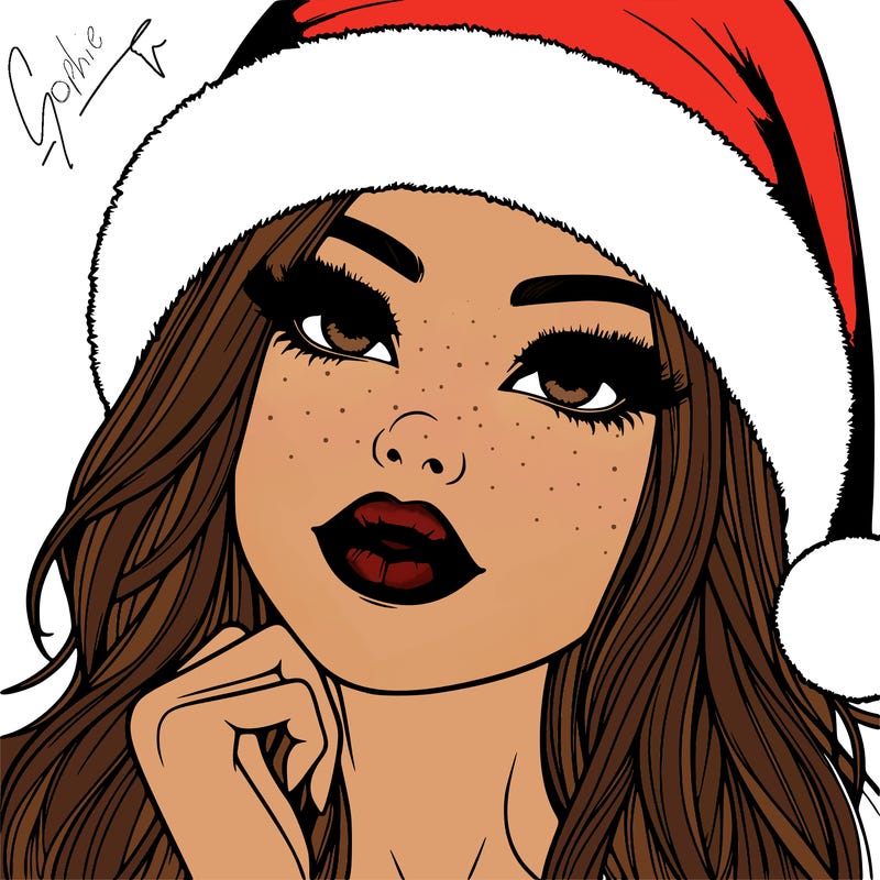 realistic christmas girl with lips