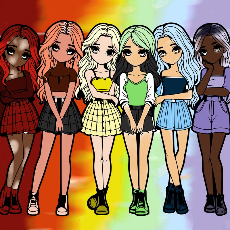 a group of girls realistic