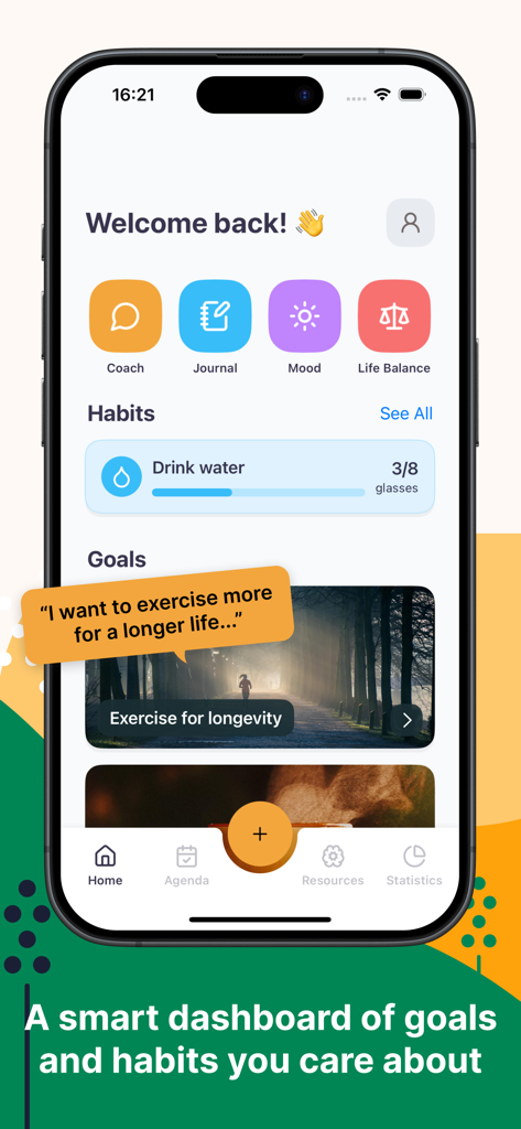 Remente: Self Care & Wellbeing - Remente app interface showing a personalized dashboard for tracking habits and goals