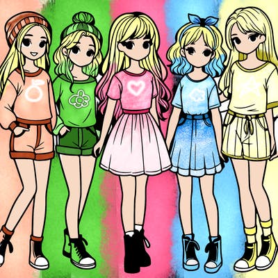 a group of five girls