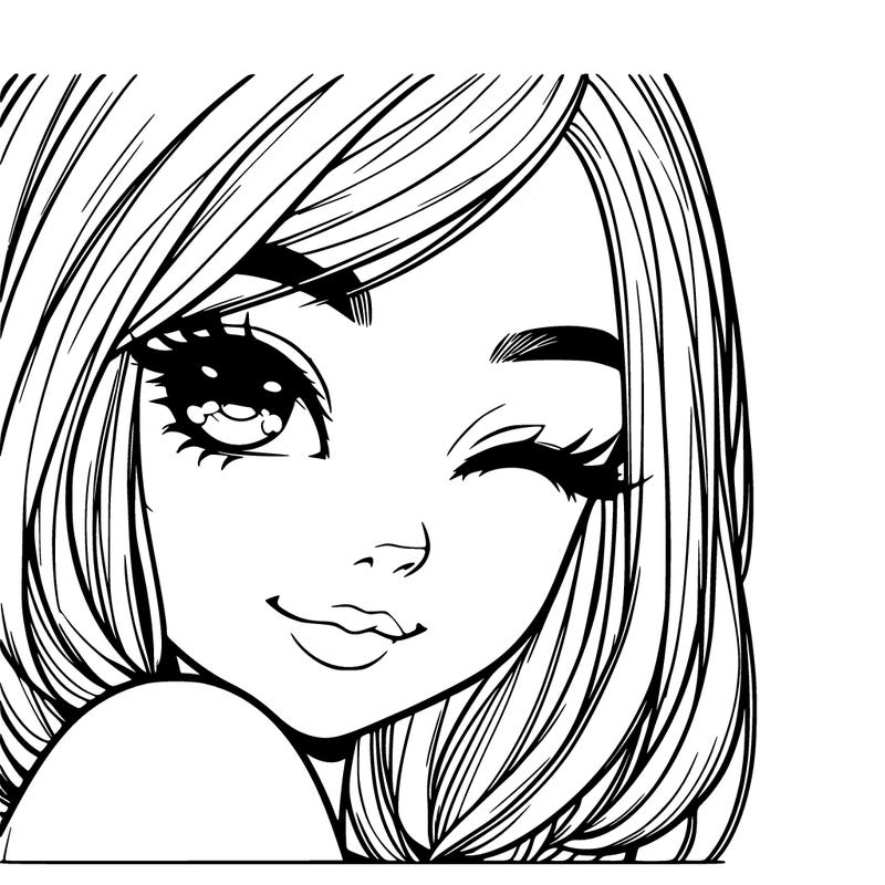 realistic girl winking eyes