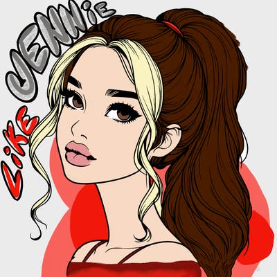 realistic girl with a ponytail on her hair and lips