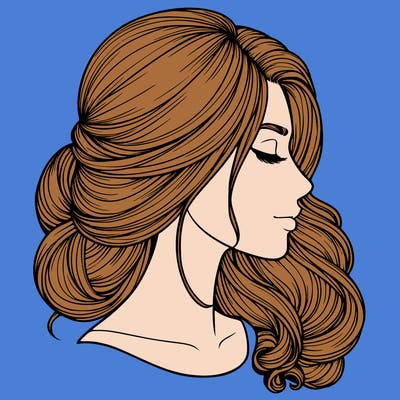 realistic woman's head & hair