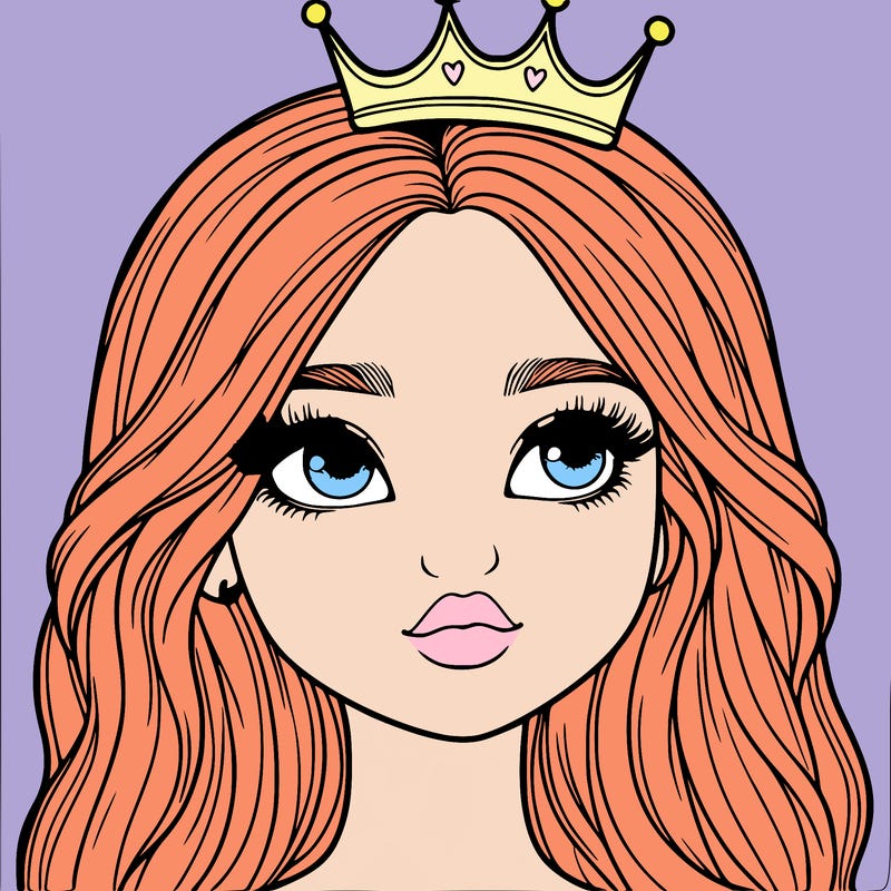 a realistic girl with a crown on