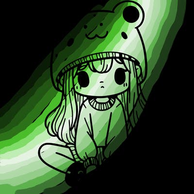 a girl wearing a frog hat and some frog socks