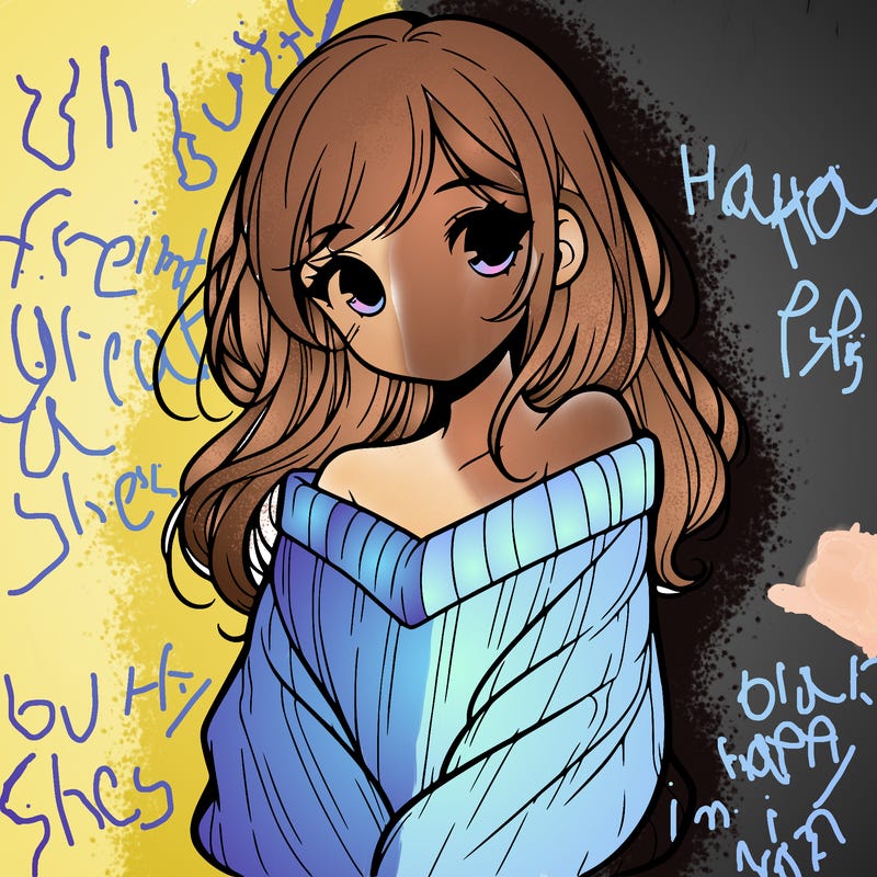 shy pretty girl wearing a sweater that is falling off one shoulder portrait