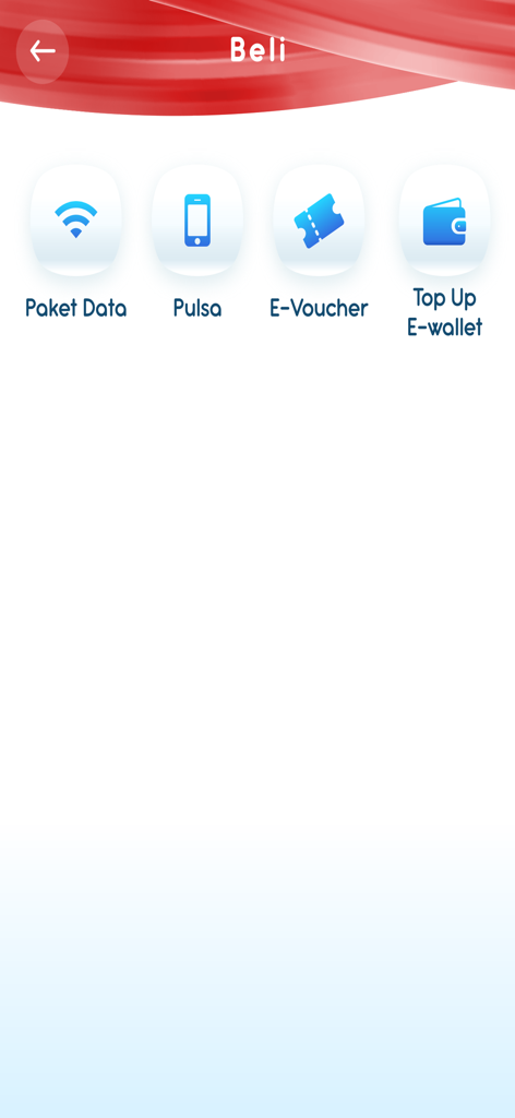 Digi bank bjb mobile app screen showing options for buying data packages phone credit e-vouchers and topping up e-wallets
