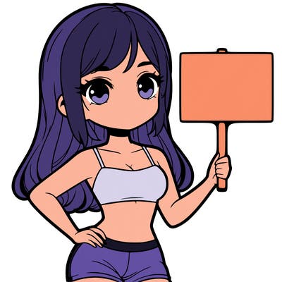girl in a cute crop top holding a blank sign